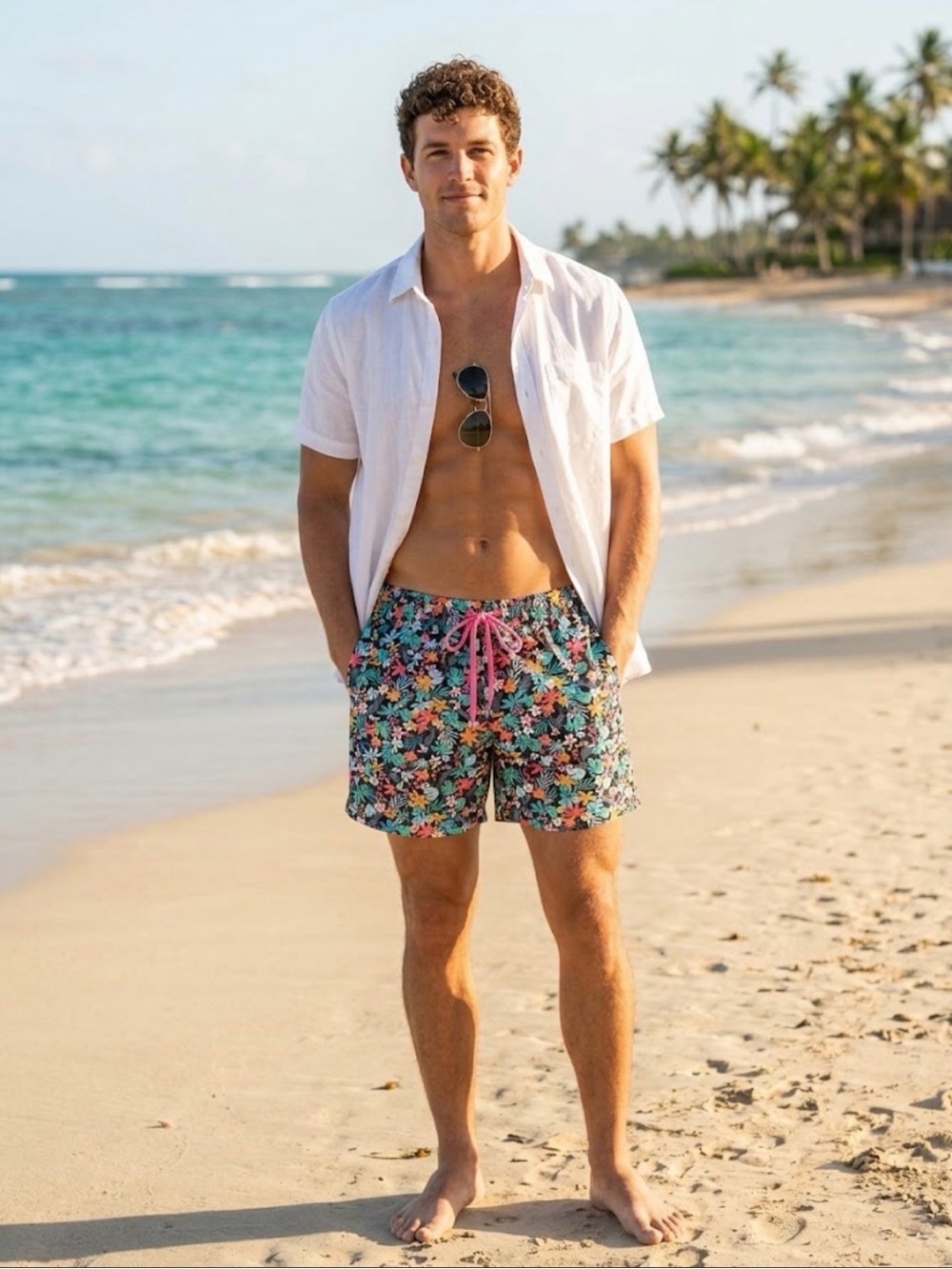 Chubbies The Bloomerangs swim trunks tropical floral toucan medium. Inseam 5.5in